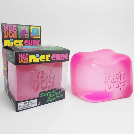 Nee-Doh Nice Cube Super Solid Squish: Pink Cube